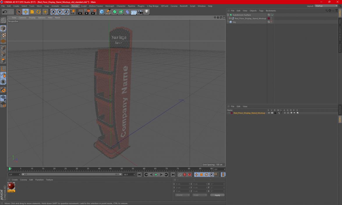 3D model Red Floor Display Stand Mockup
