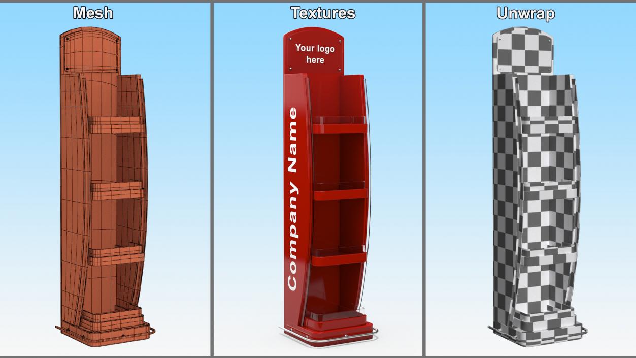 3D model Red Floor Display Stand Mockup