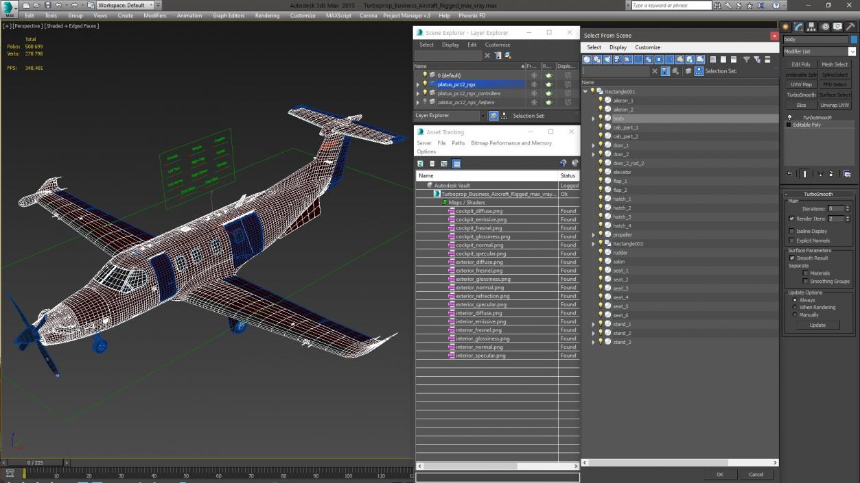 Turboprop Business Aircraft Rigged 3D model