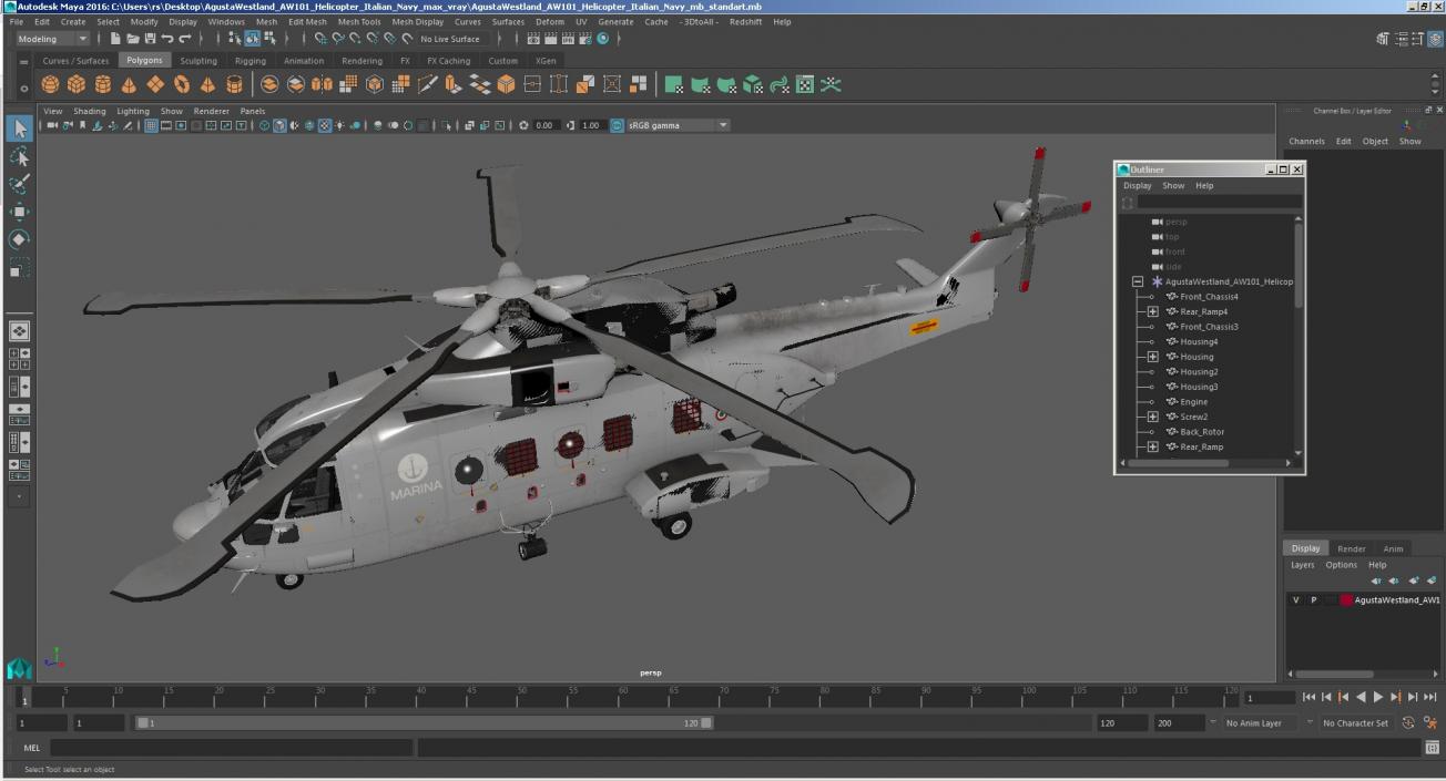 AgustaWestland AW101 Helicopter Italian Navy 3D model