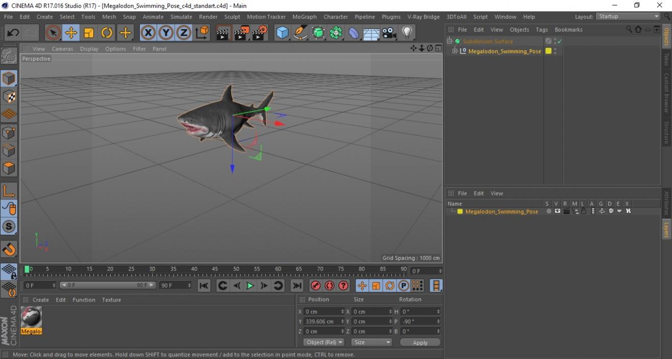 3D Megalodon Swimming Pose model