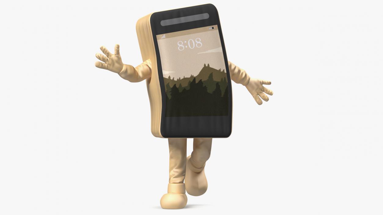 3D Phone Costume Character Golden Rigged for Maya