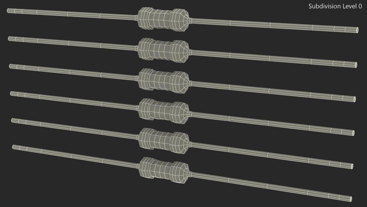 3D model Axial Lead Metal Film Resistors Set