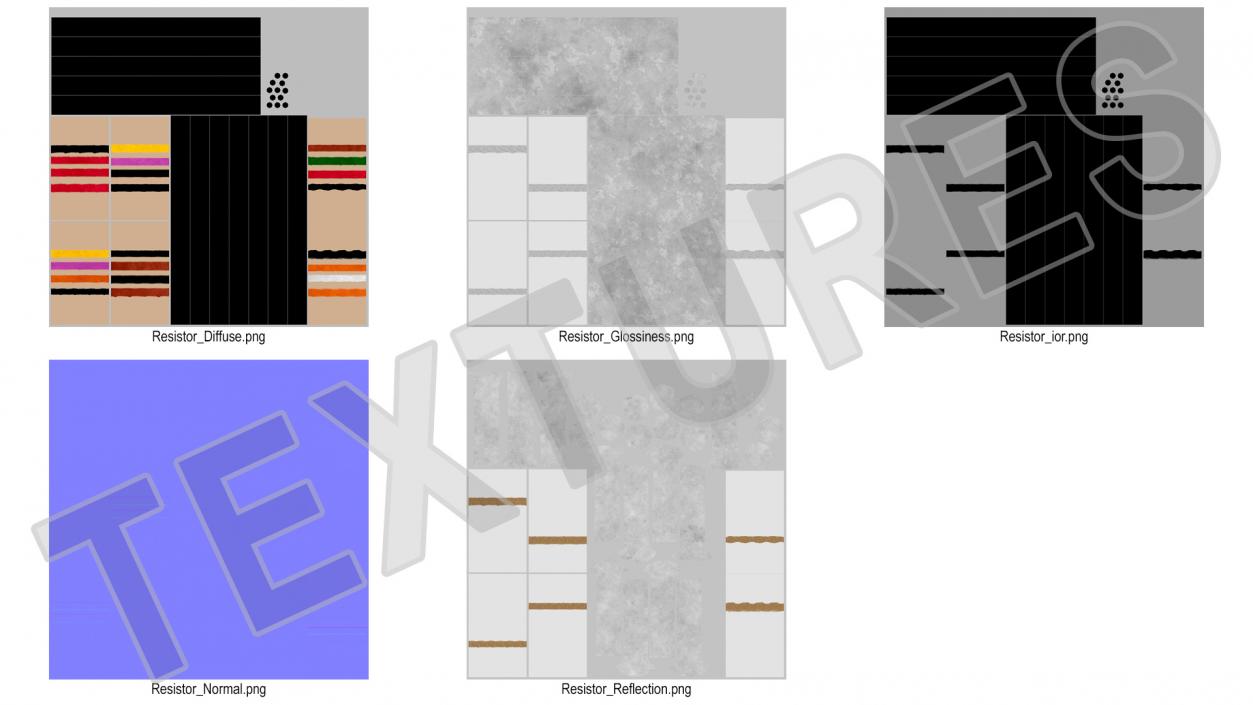 3D model Axial Lead Metal Film Resistors Set