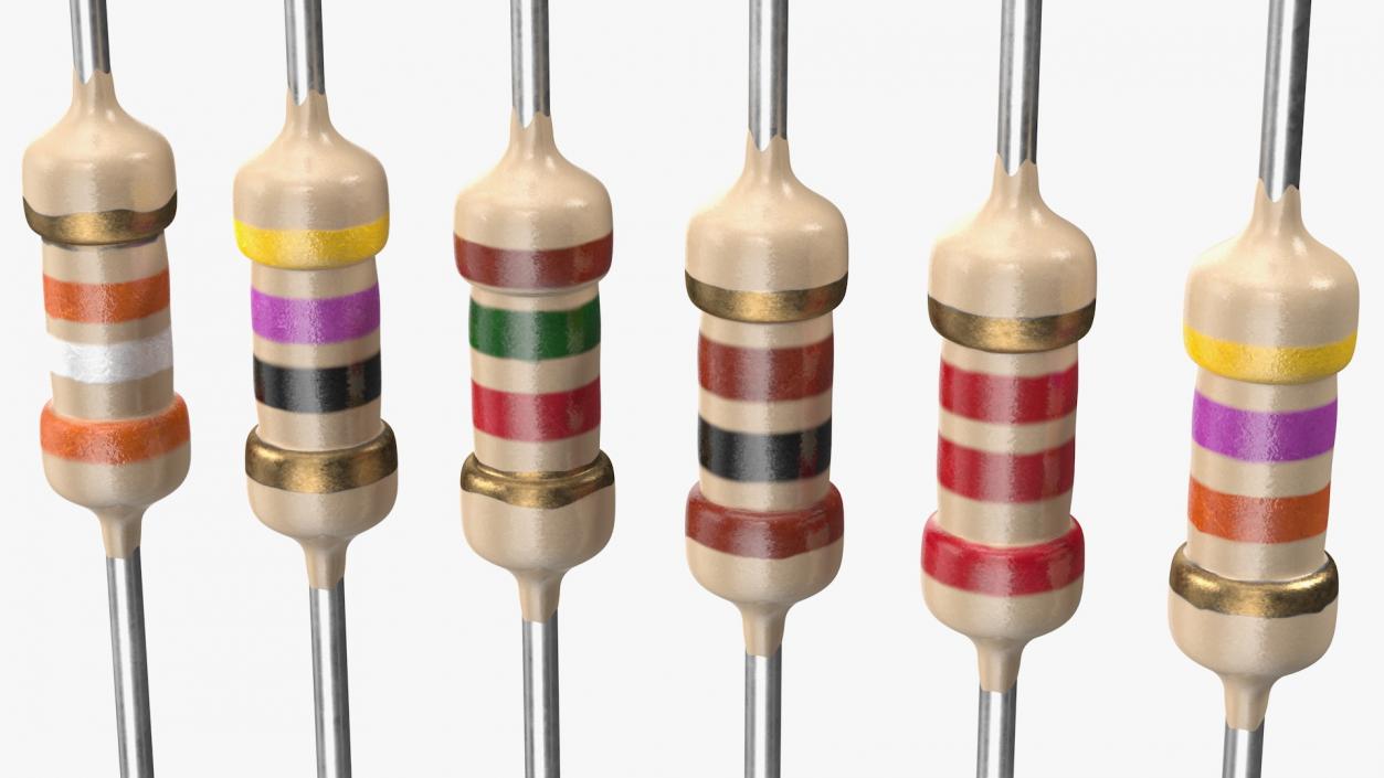 3D model Axial Lead Metal Film Resistors Set