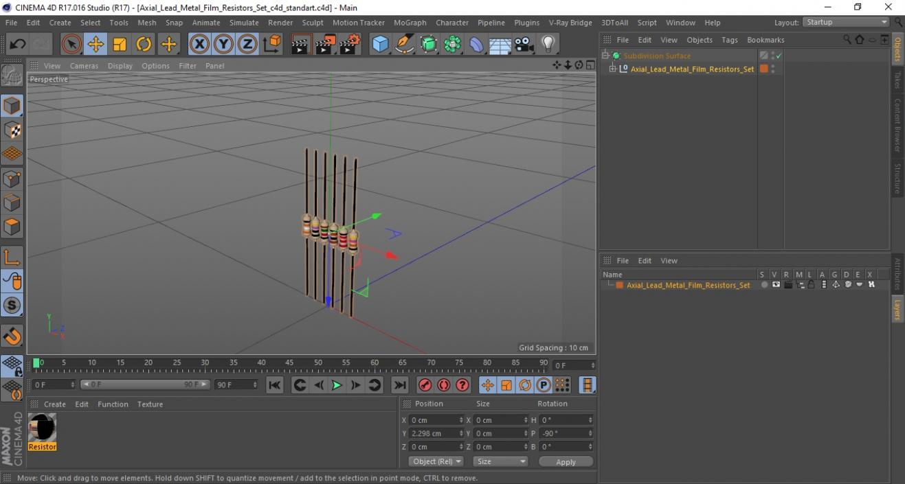 3D model Axial Lead Metal Film Resistors Set