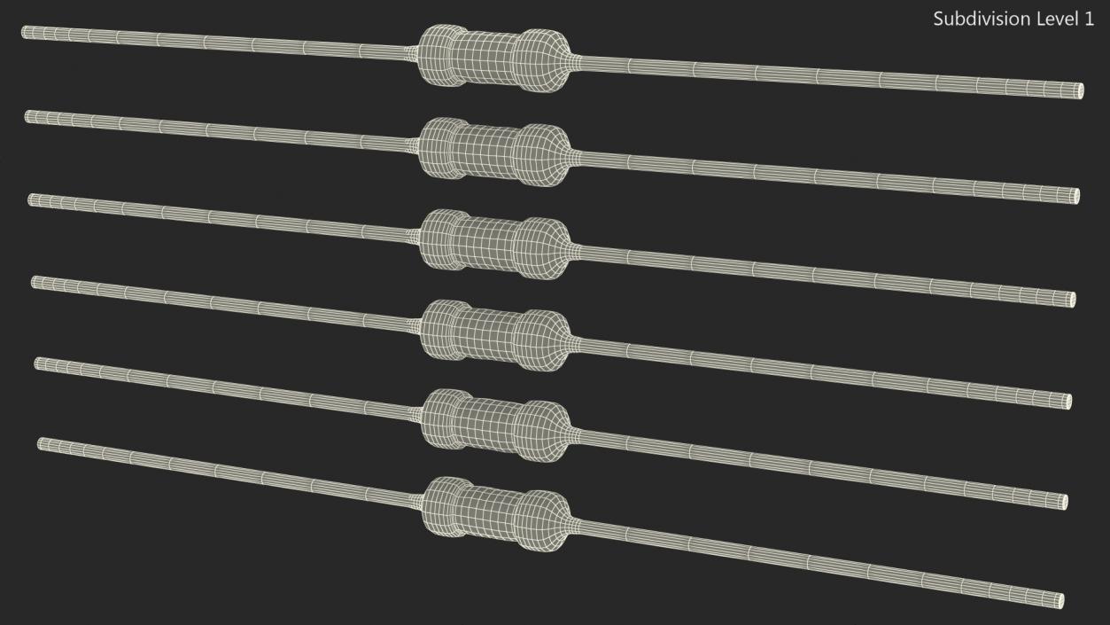 3D model Axial Lead Metal Film Resistors Set