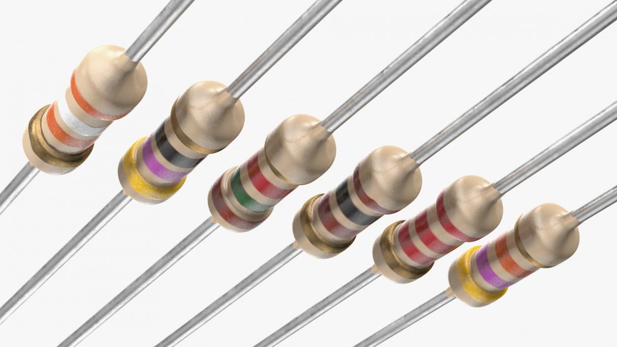 3D model Axial Lead Metal Film Resistors Set