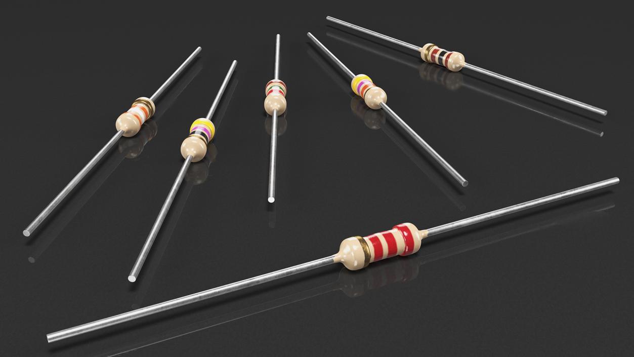 3D model Axial Lead Metal Film Resistors Set