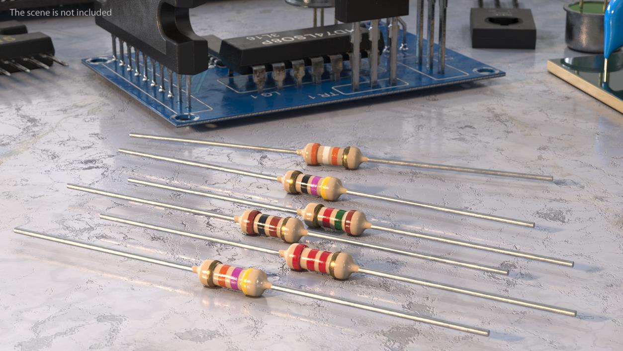 3D model Axial Lead Metal Film Resistors Set