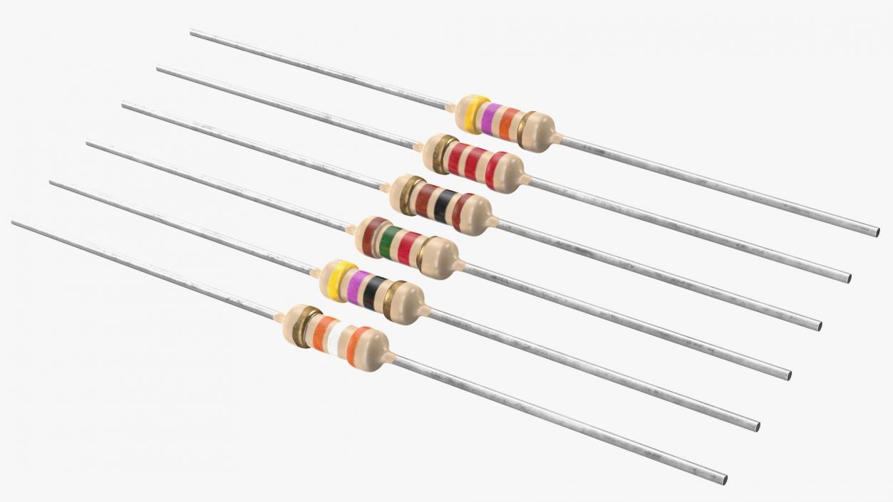 3D model Axial Lead Metal Film Resistors Set