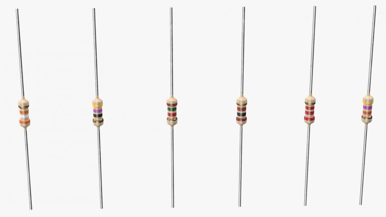 3D model Axial Lead Metal Film Resistors Set