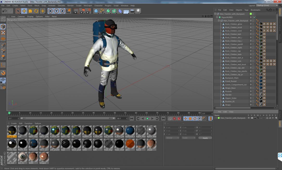 3D Man Traveler with Backpack