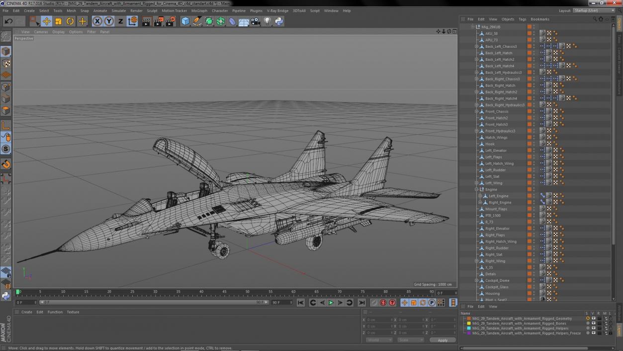 MiG 29 Tandem Aircraft with Armament Rigged for Cinema 4D 3D