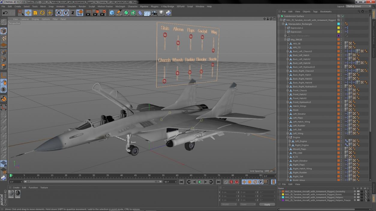 MiG 29 Tandem Aircraft with Armament Rigged for Cinema 4D 3D