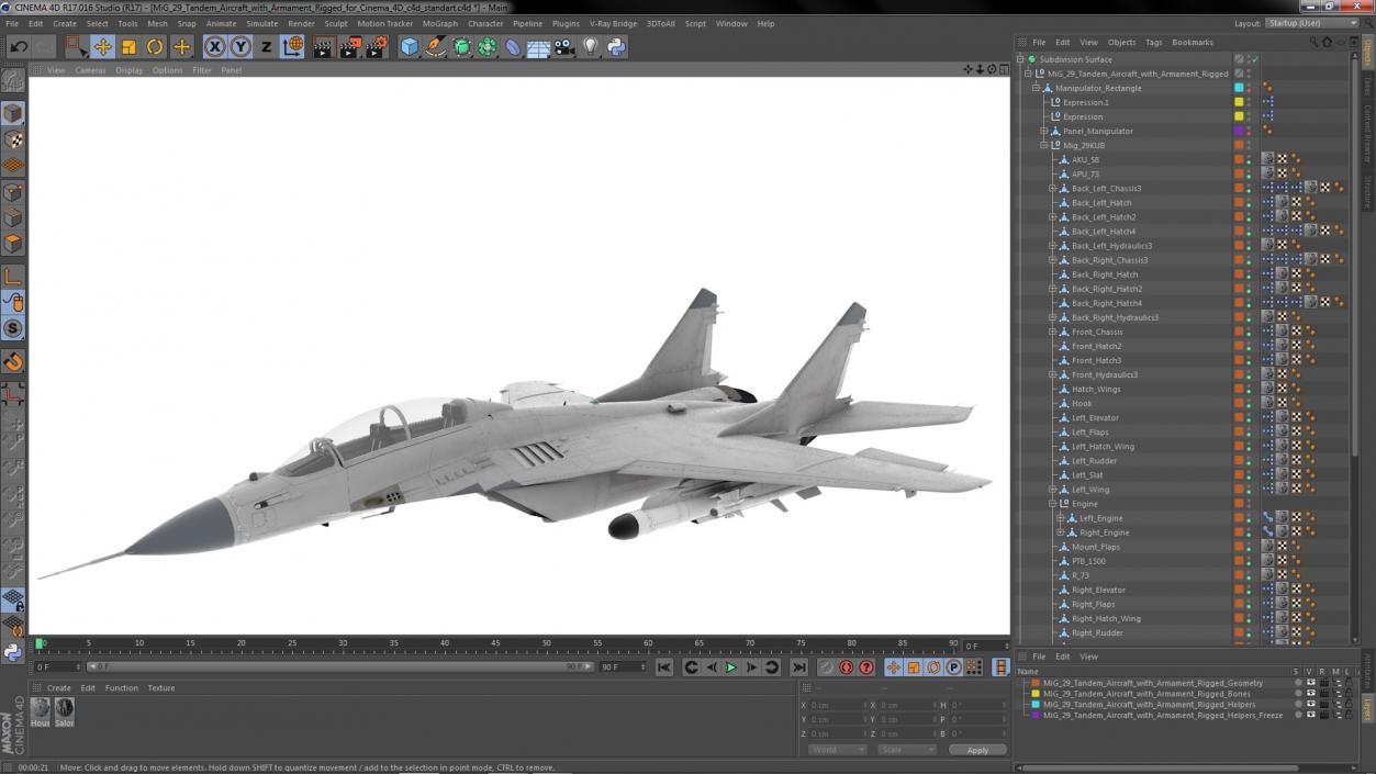 MiG 29 Tandem Aircraft with Armament Rigged for Cinema 4D 3D