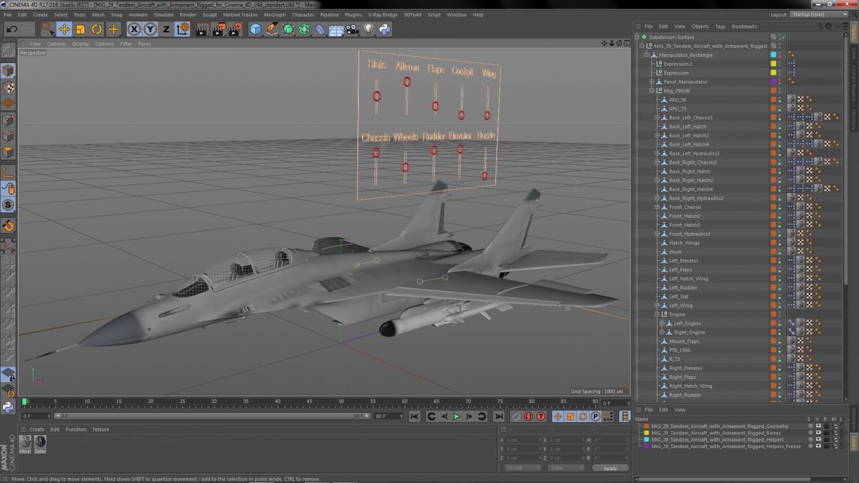 MiG 29 Tandem Aircraft with Armament Rigged for Cinema 4D 3D