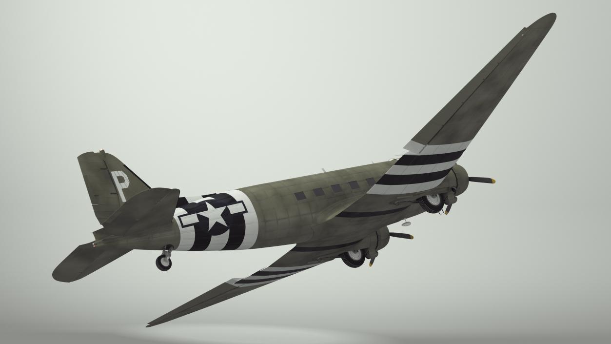 3D WWII Douglas C-47 Skytrain Rigged model