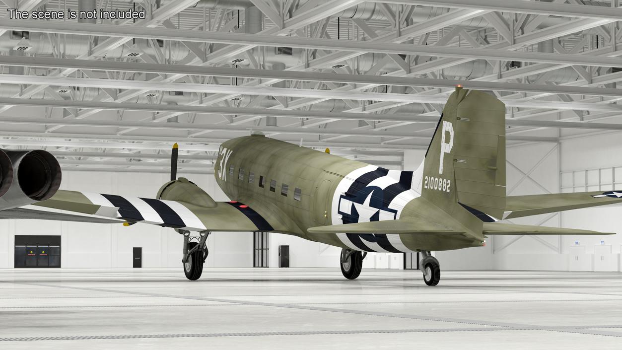 3D WWII Douglas C-47 Skytrain Rigged model