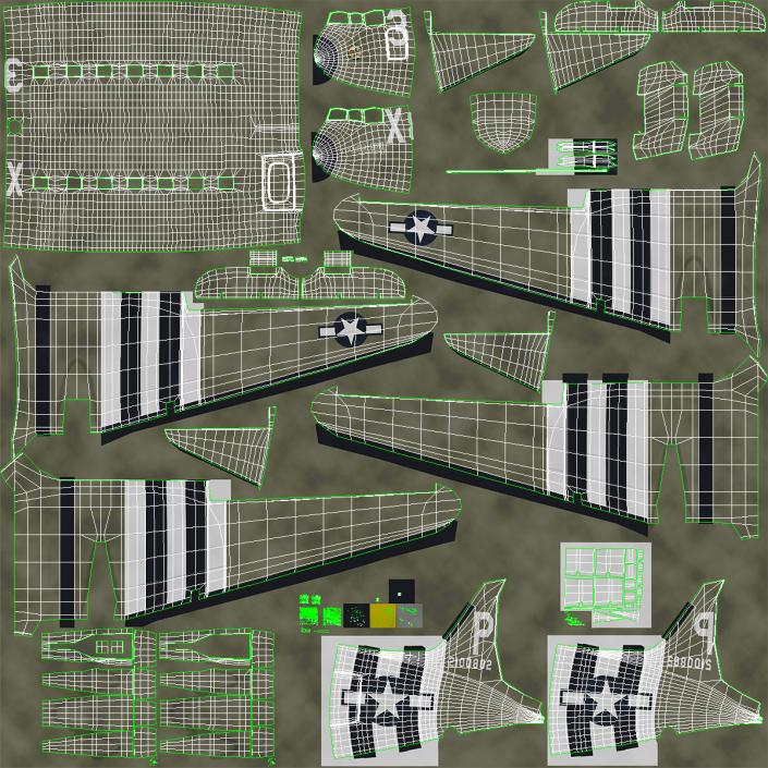 3D WWII Douglas C-47 Skytrain Rigged model