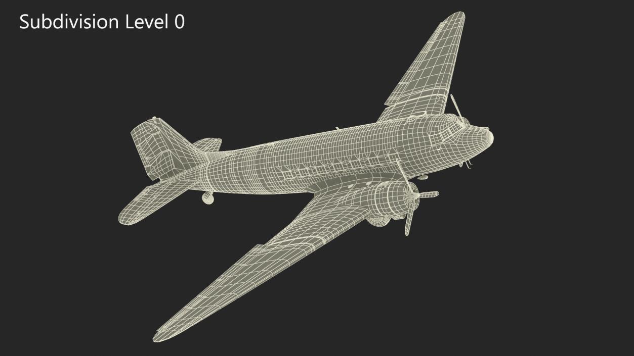 3D WWII Douglas C-47 Skytrain Rigged model