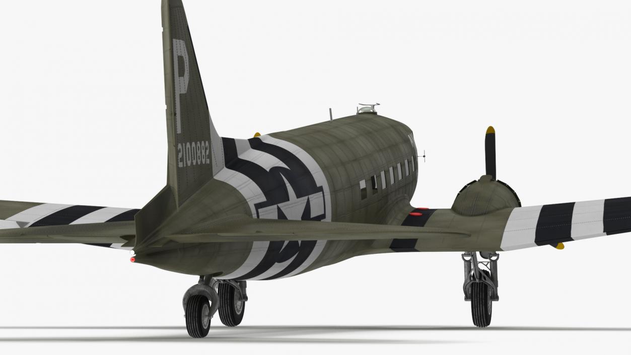 3D WWII Douglas C-47 Skytrain Rigged model