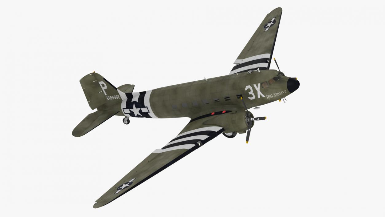 3D WWII Douglas C-47 Skytrain Rigged model