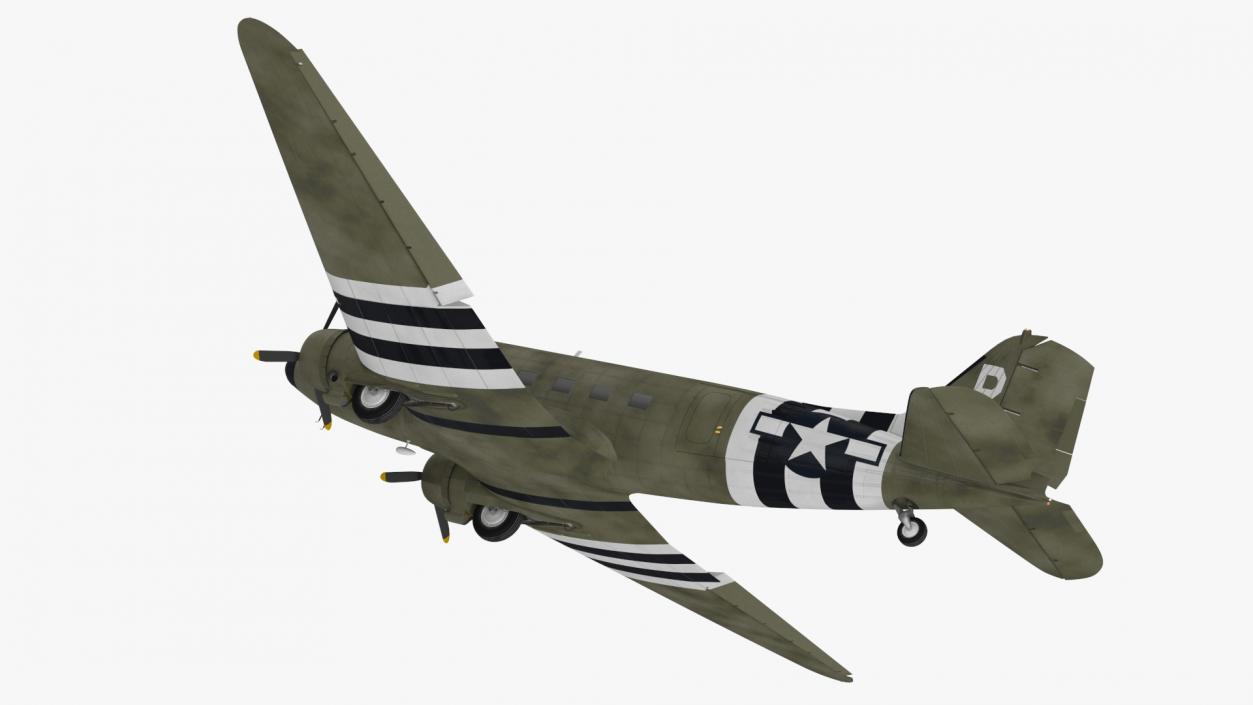 3D WWII Douglas C-47 Skytrain Rigged model