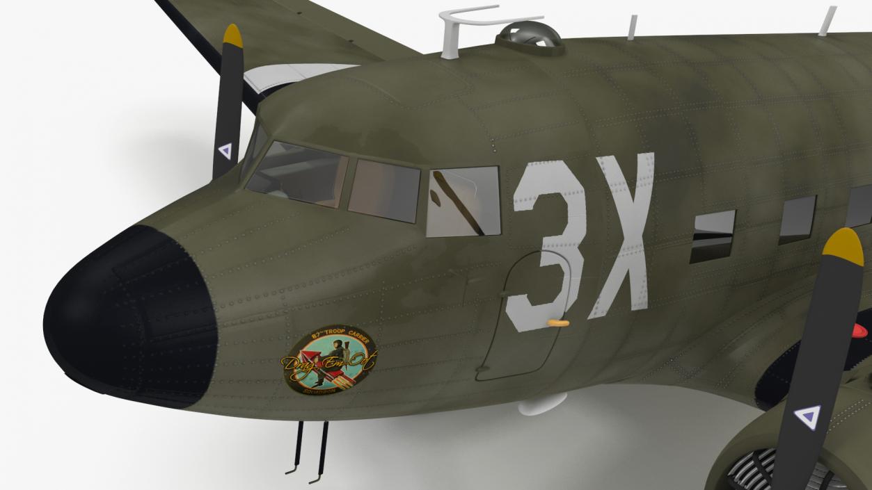 3D WWII Douglas C-47 Skytrain Rigged model