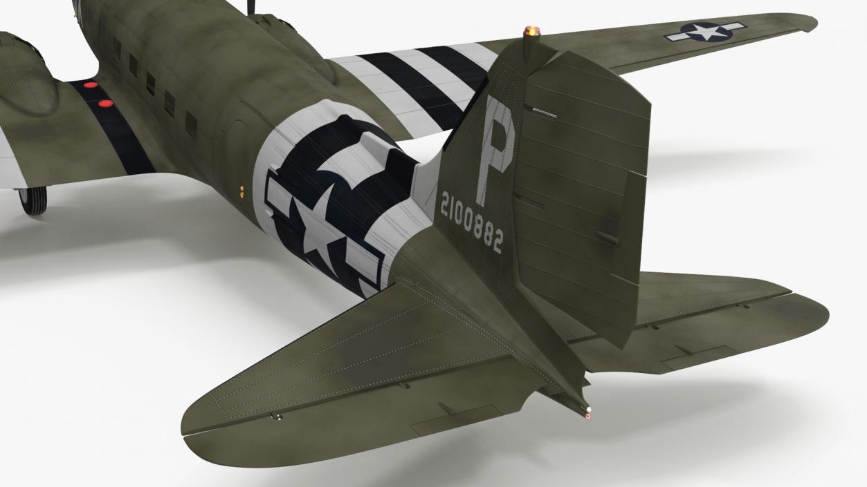 3D WWII Douglas C-47 Skytrain Rigged model