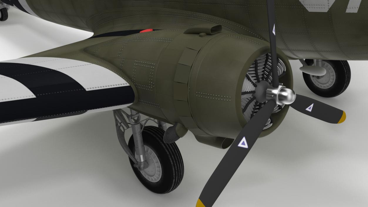 3D WWII Douglas C-47 Skytrain Rigged model