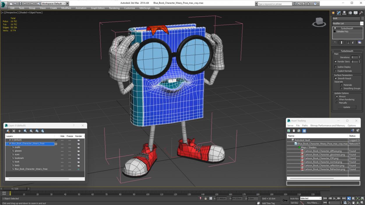 3D model Blue Book Character Weary Pose