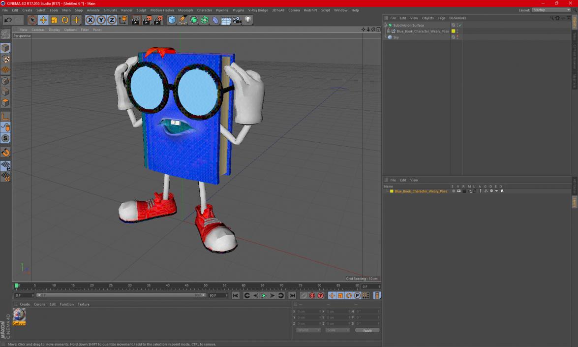 3D model Blue Book Character Weary Pose