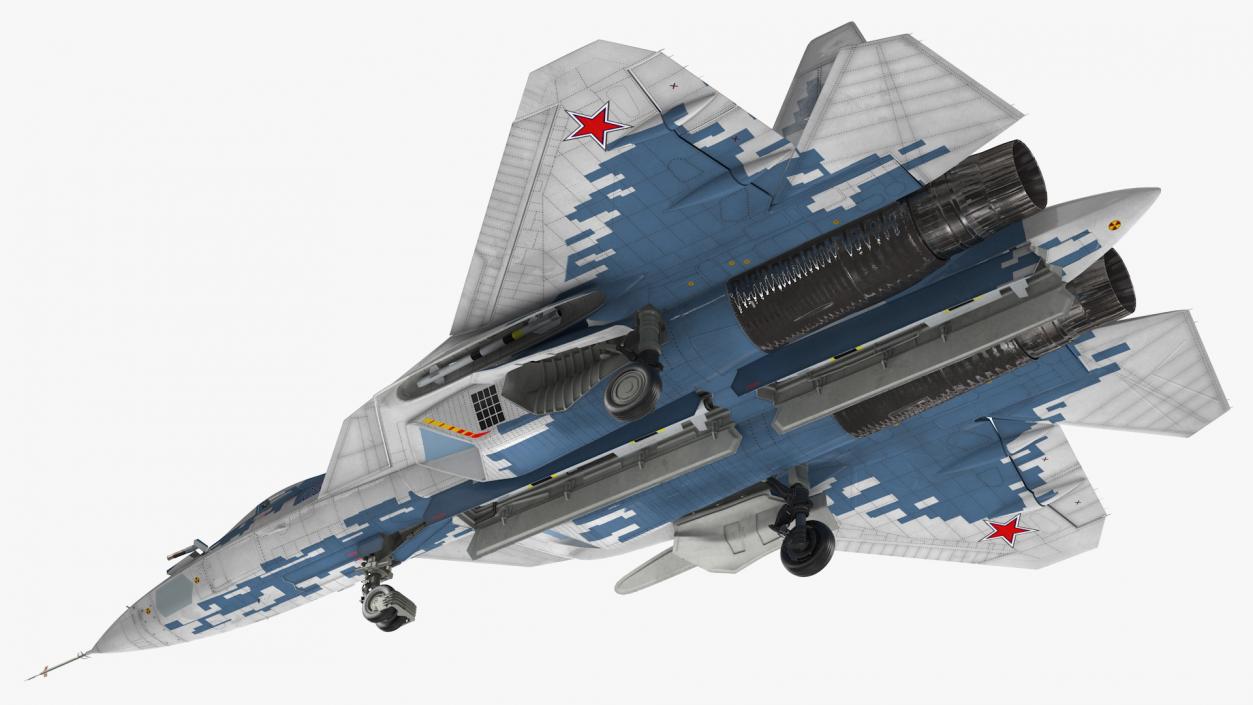 SU 57 Stealth Jet Fighter Pixel Camouflage 3D