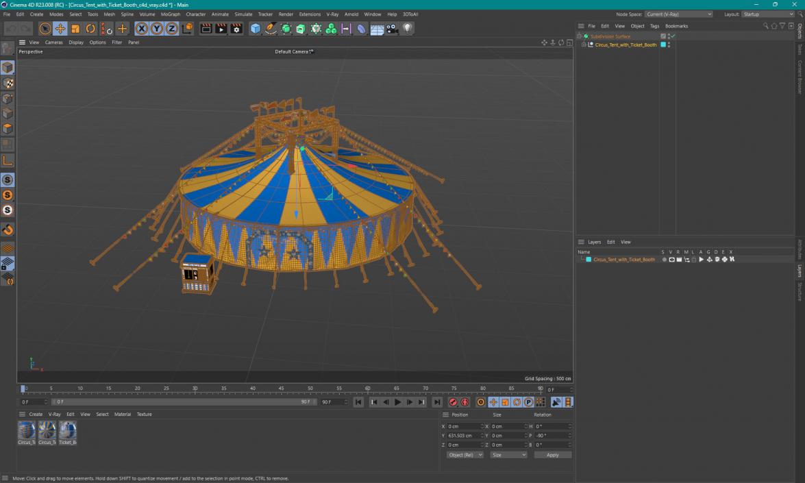 Circus Tent with Ticket Booth 3D model