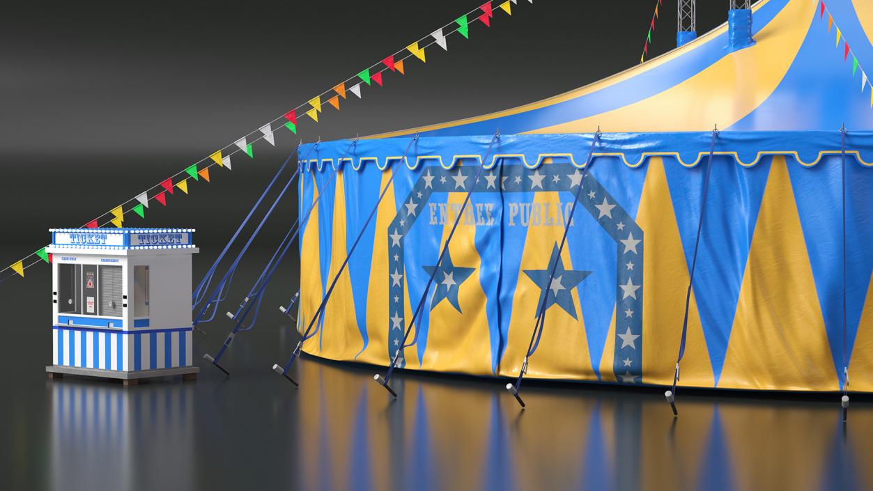 Circus Tent with Ticket Booth 3D model