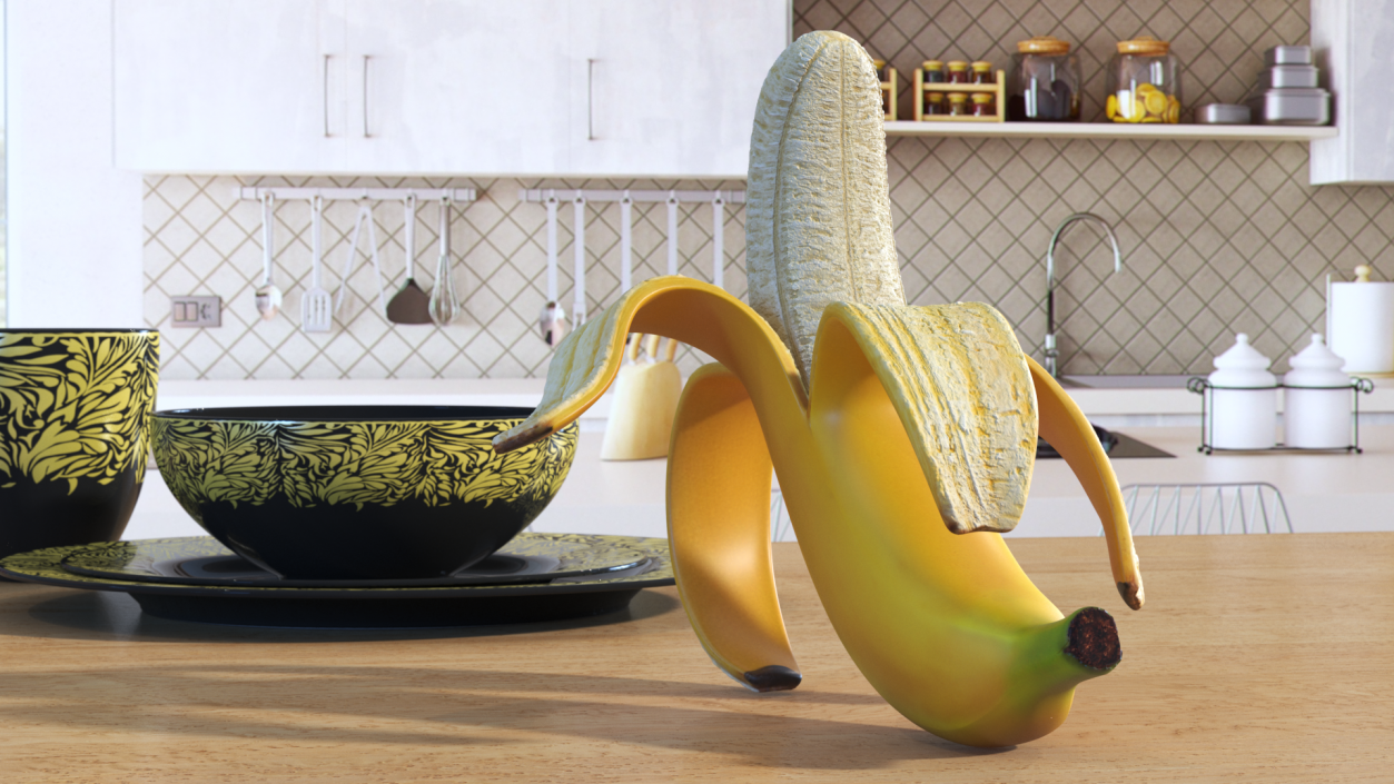 3D Banana Peeled model