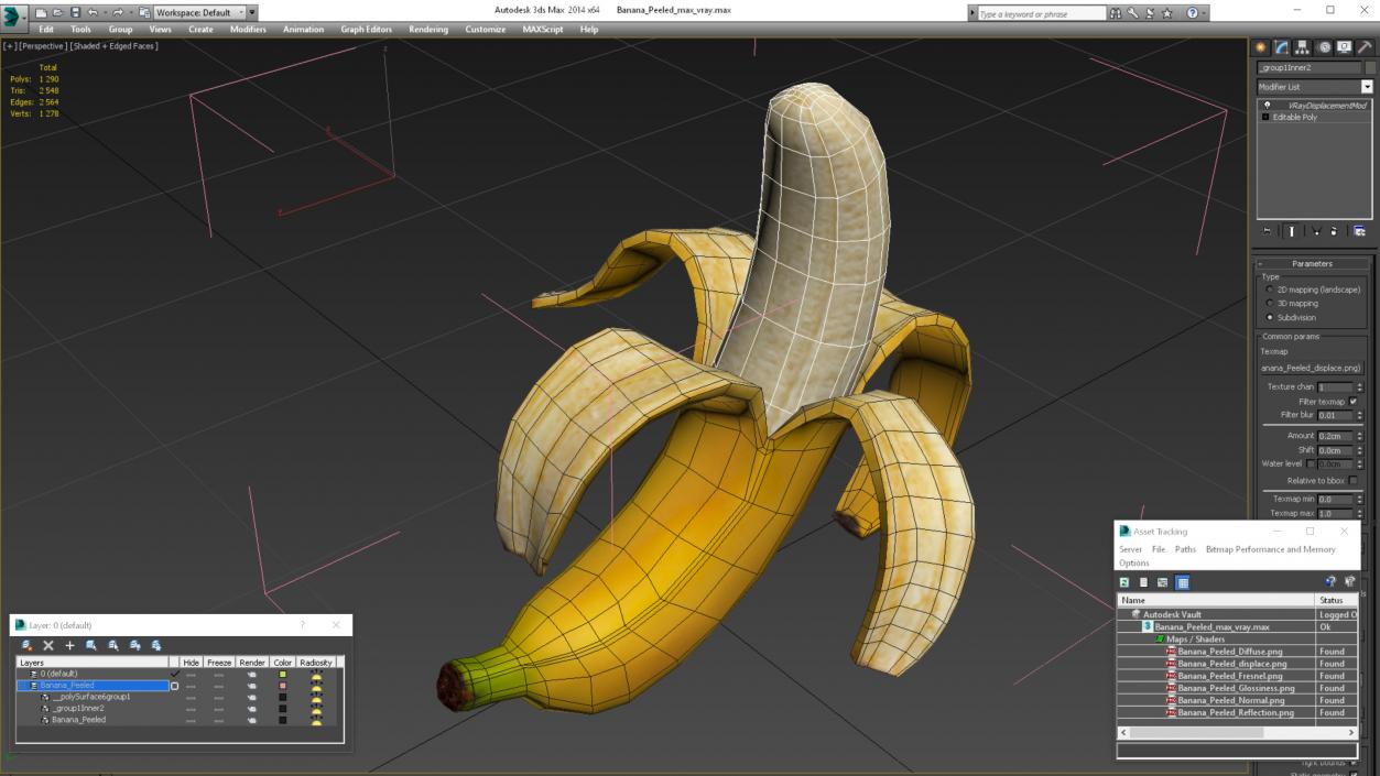 3D Banana Peeled model