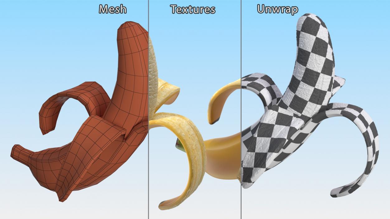 3D Banana Peeled model