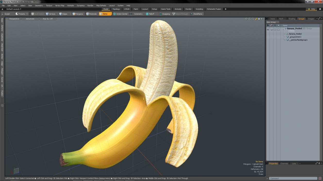 3D Banana Peeled model