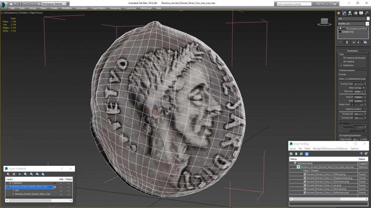 Denarius Ancient Roman Silver Coin 3D model