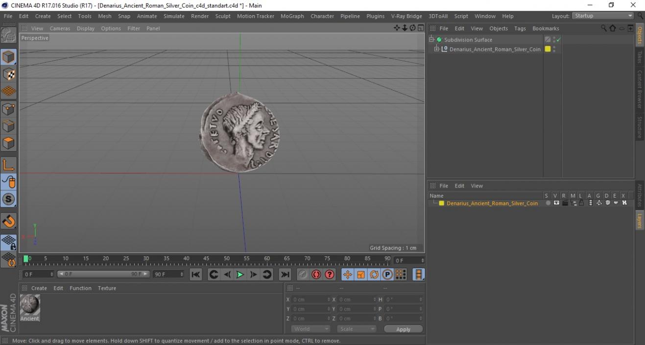 Denarius Ancient Roman Silver Coin 3D model