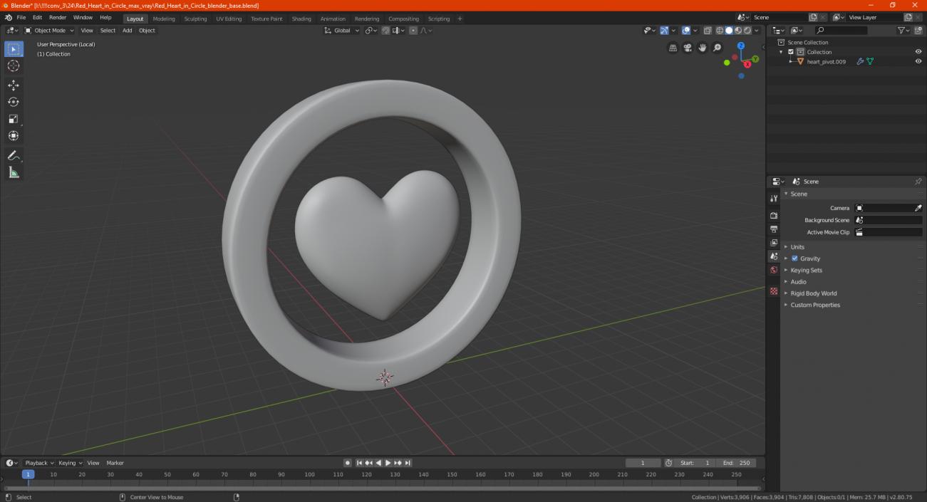 Red Heart in Circle 3D model