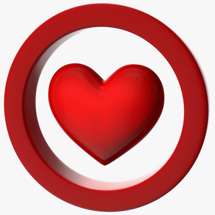 Red Heart in Circle 3D model