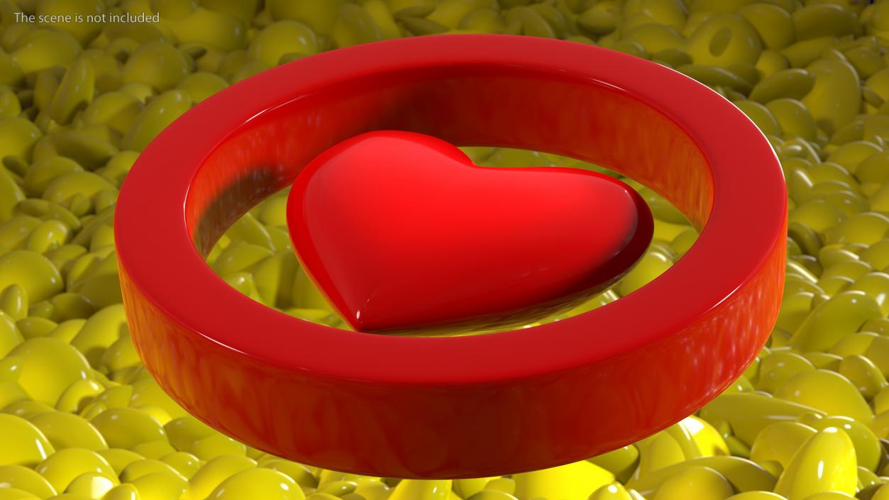 Red Heart in Circle 3D model