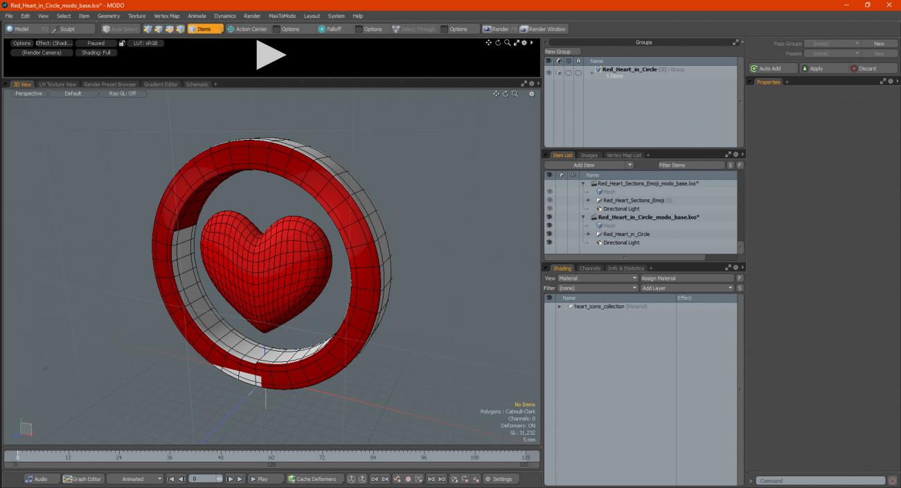 Red Heart in Circle 3D model