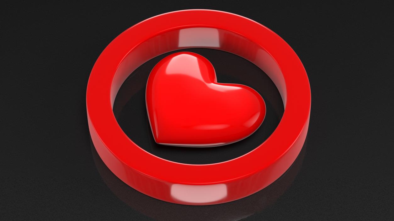 Red Heart in Circle 3D model