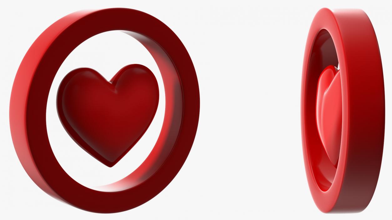 Red Heart in Circle 3D model