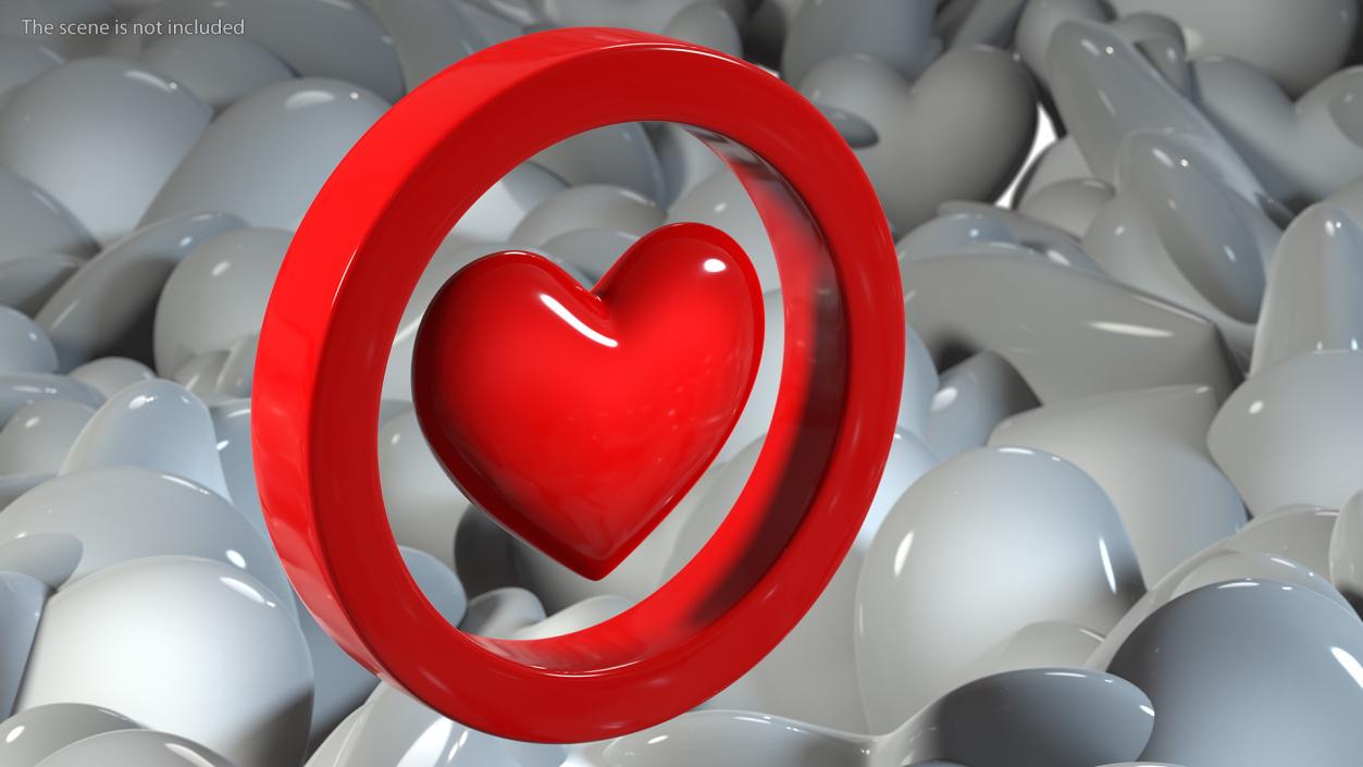 Red Heart in Circle 3D model