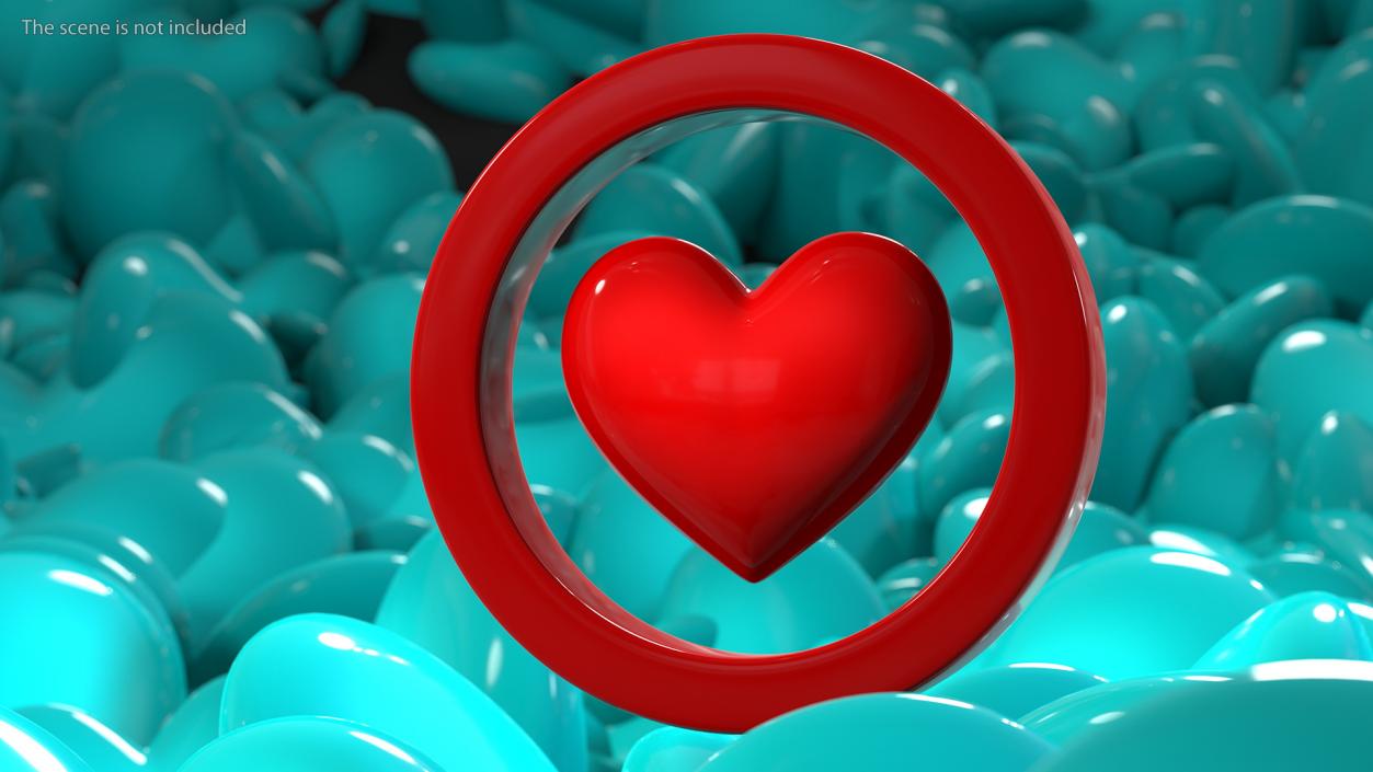 Red Heart in Circle 3D model